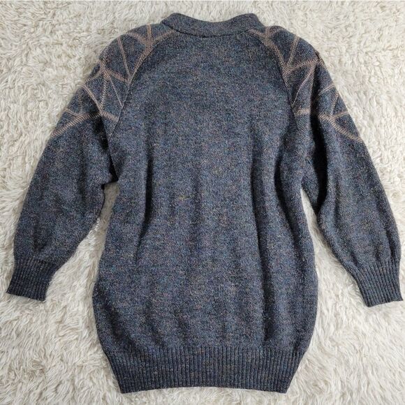 Vintage Sweater Gray Pink Geometric Shoulder L - Picture 3 of 3